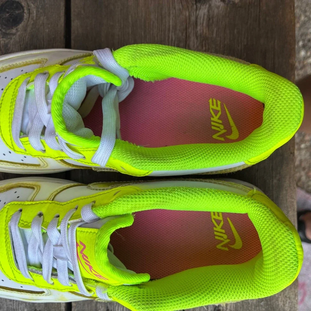 Nike Air Force 1 Low GS 4.5Y Volt White Pink DV1680-100 Neon Sneakers